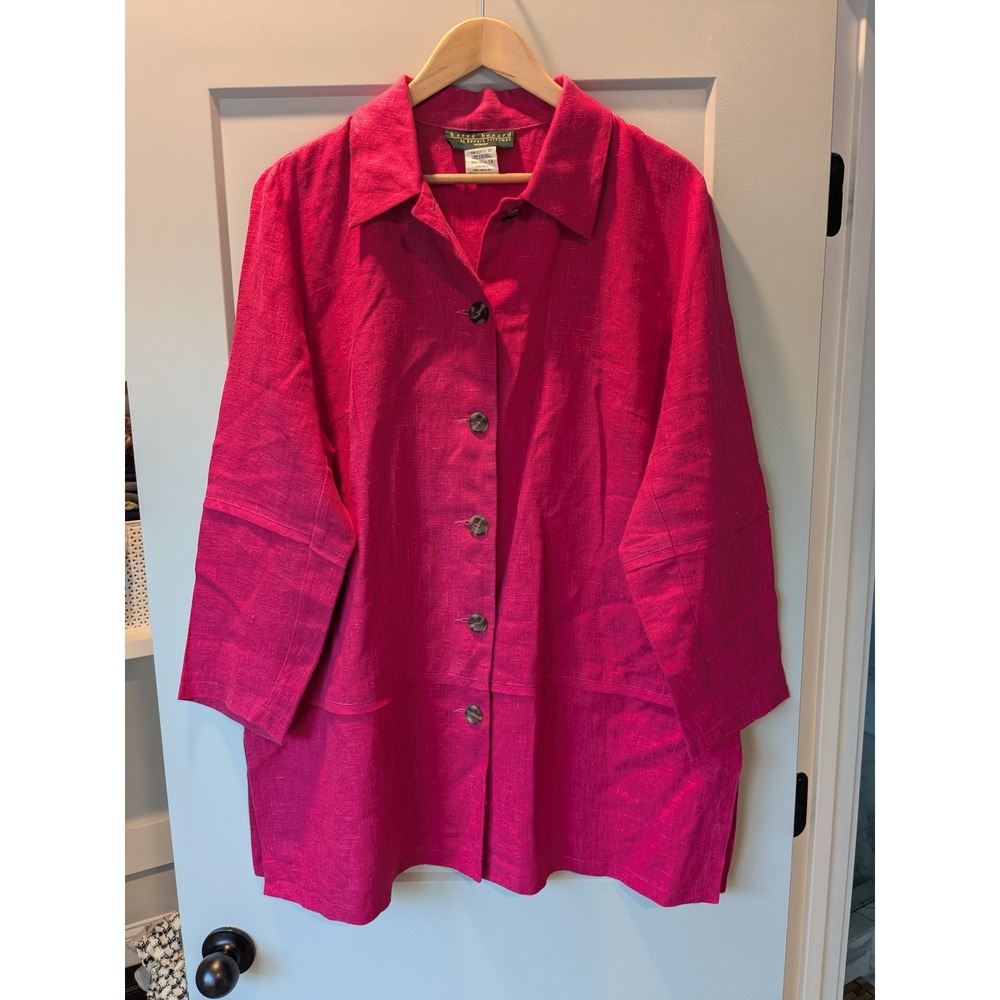 Harve Benard by Benard Holtzman Woman‎ Linen Button Up Shirt Jacket 1X Plus Size